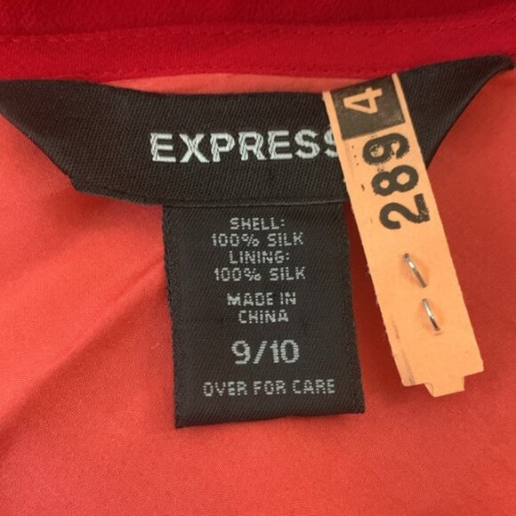 Express Red Silk One Shoulder Asymmetrical Cocktail Midi Dress - Picture 11 of 14